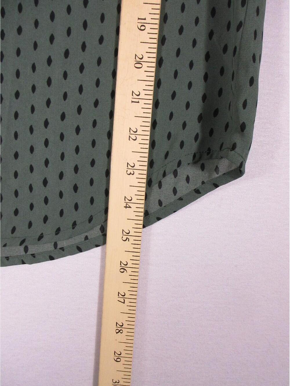 Fun2fun Womens V-Neck Top Blouse Polka Dots Cap Sleeve Size XL Green - Picture 4 of 6